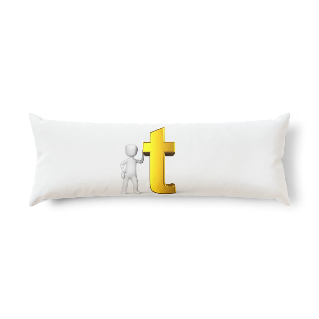 3D Stick Figure with Gold Letter T Body Pillow | Alphabet Letter Pillow