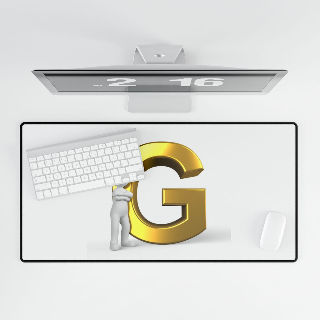 Gold G Letter Desk Mat | Initial G Desk Mat, Monogram Mouse Pad