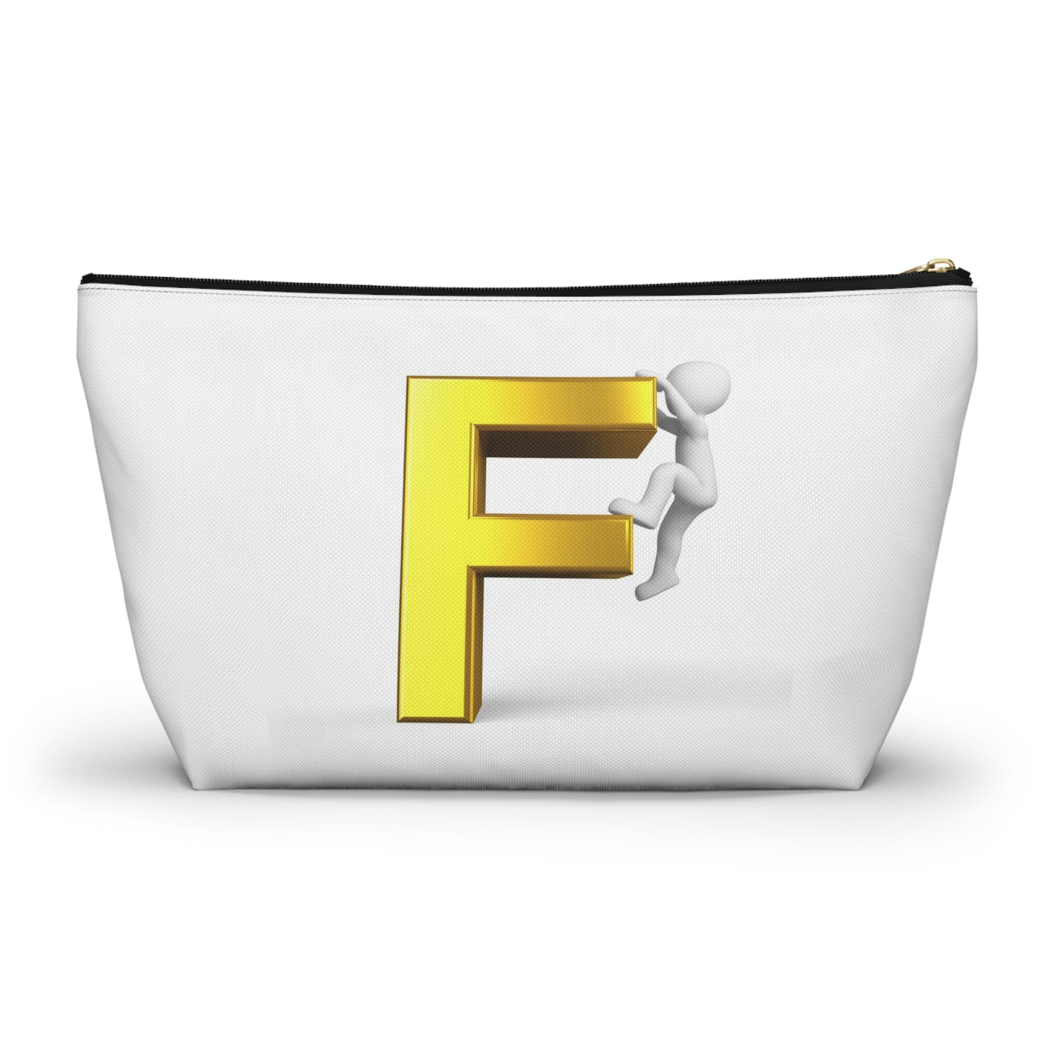 Gold Letter F Climber Accessory Pouch | Monogram Initial Makeup Bag