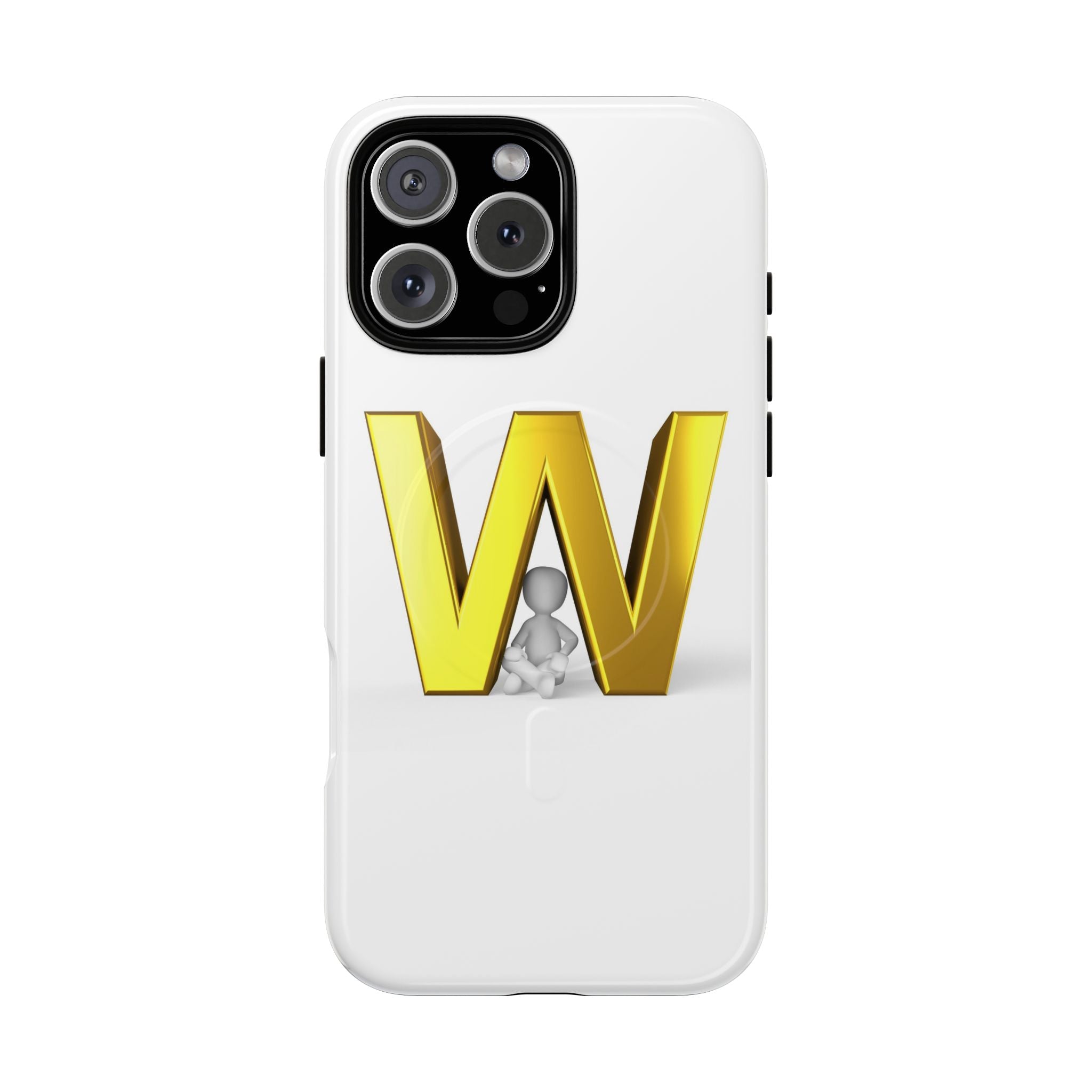 Coque de téléphone à monogramme lettre W or | Coque magnétique résistante