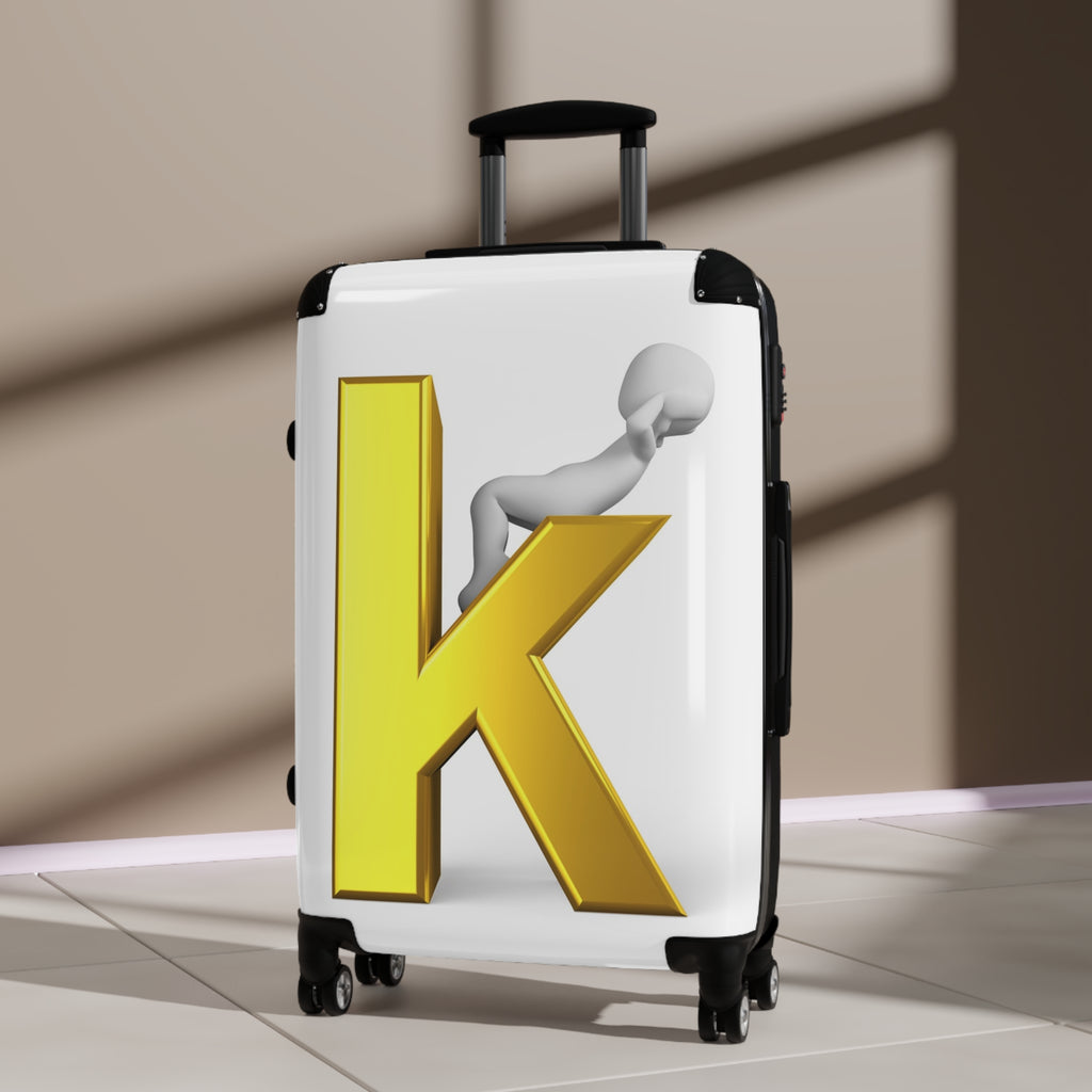 Gold Letter K Monogram Suitcase | Personalized Initial Luggage Cover
