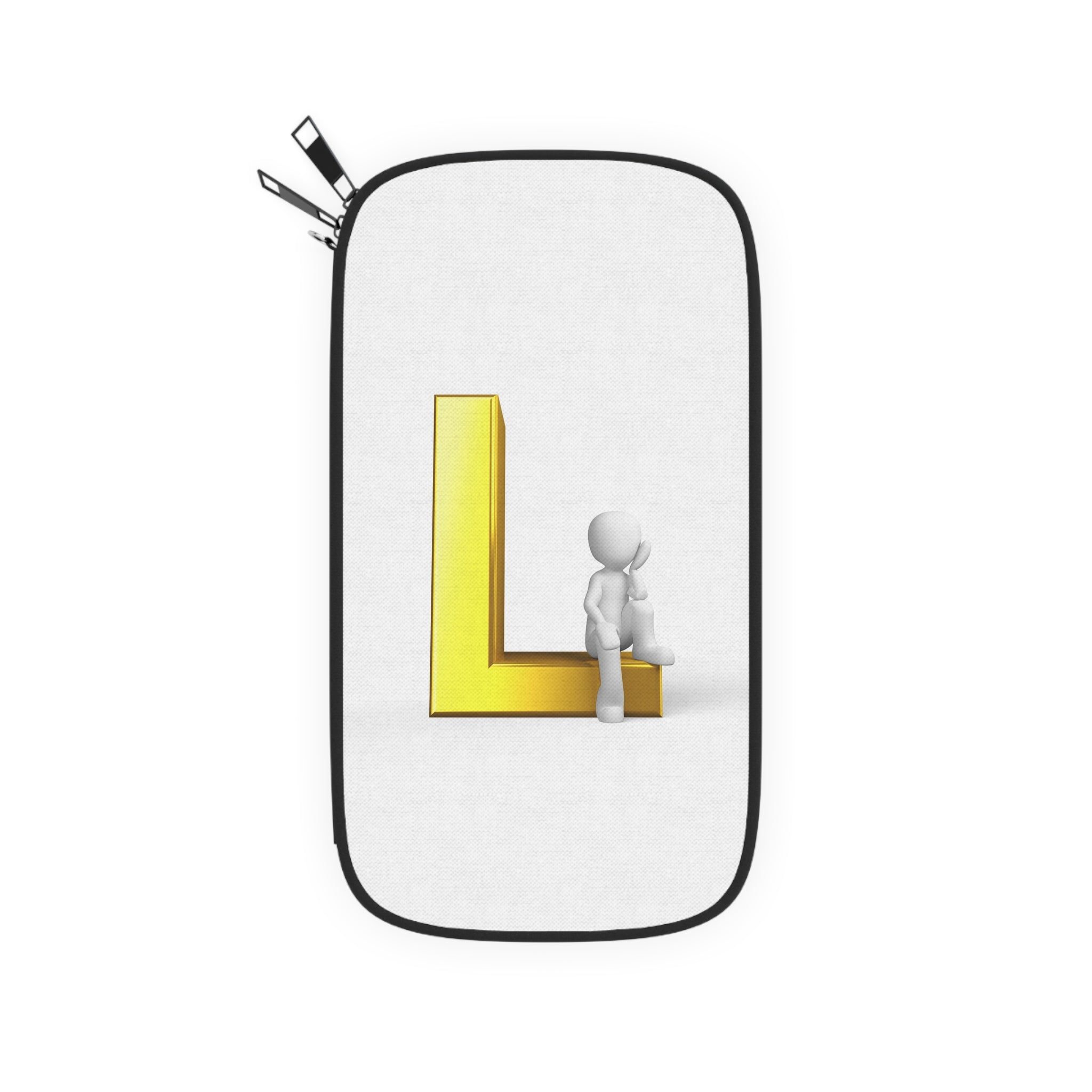 Gold Letter L with 3D Figure Passport Wallet | Initial L Travel Organizer