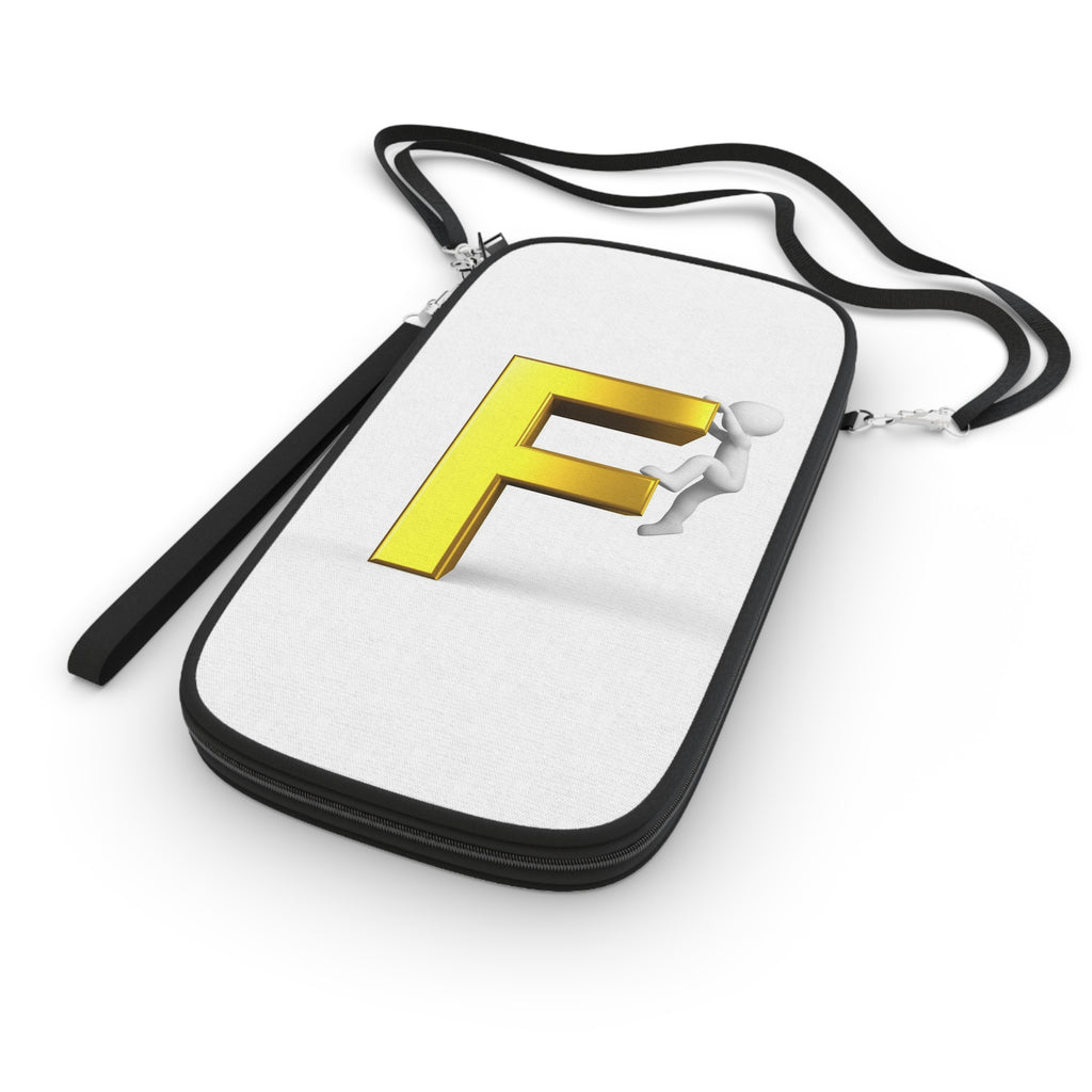 3D Gold Letter F Climbing Figure Passport Wallet | Initial Monogram Travel Sleeve