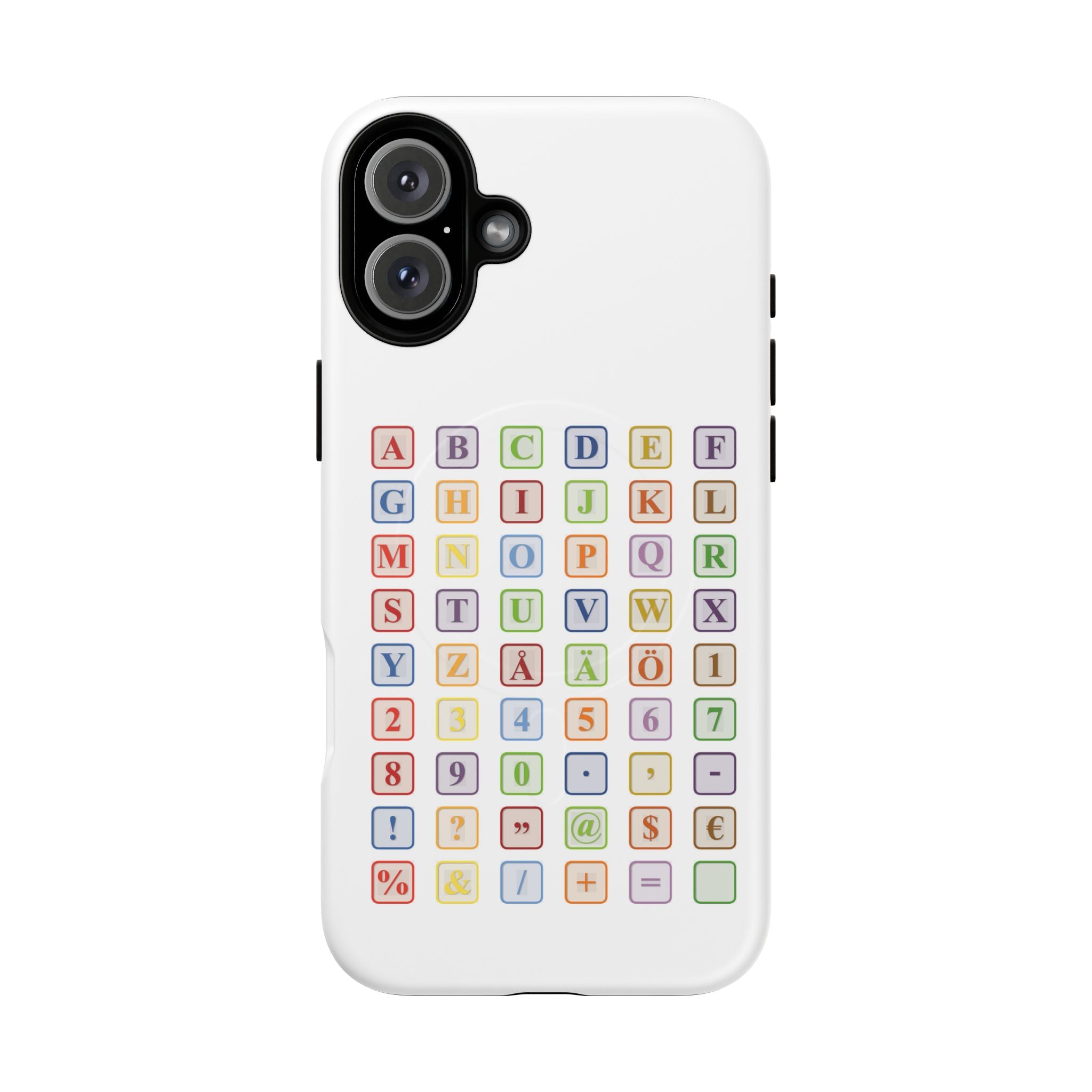 Coque de téléphone Alphabet Blocks | Coque magnétique résistante, grille de lettres colorées