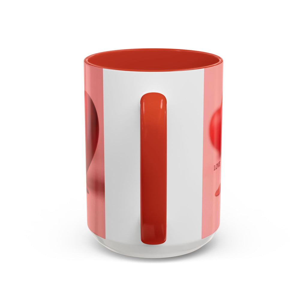 Red Heart Love Design Accent Coffee Mug | Valentine Heart Ceramic Mug