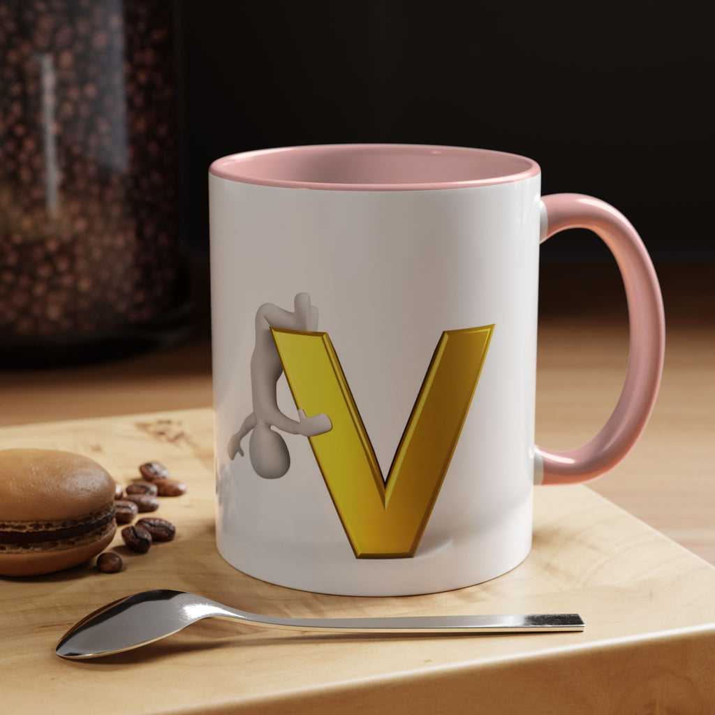 Gold Letter V with Figure Mug | Accent Coffee Mug