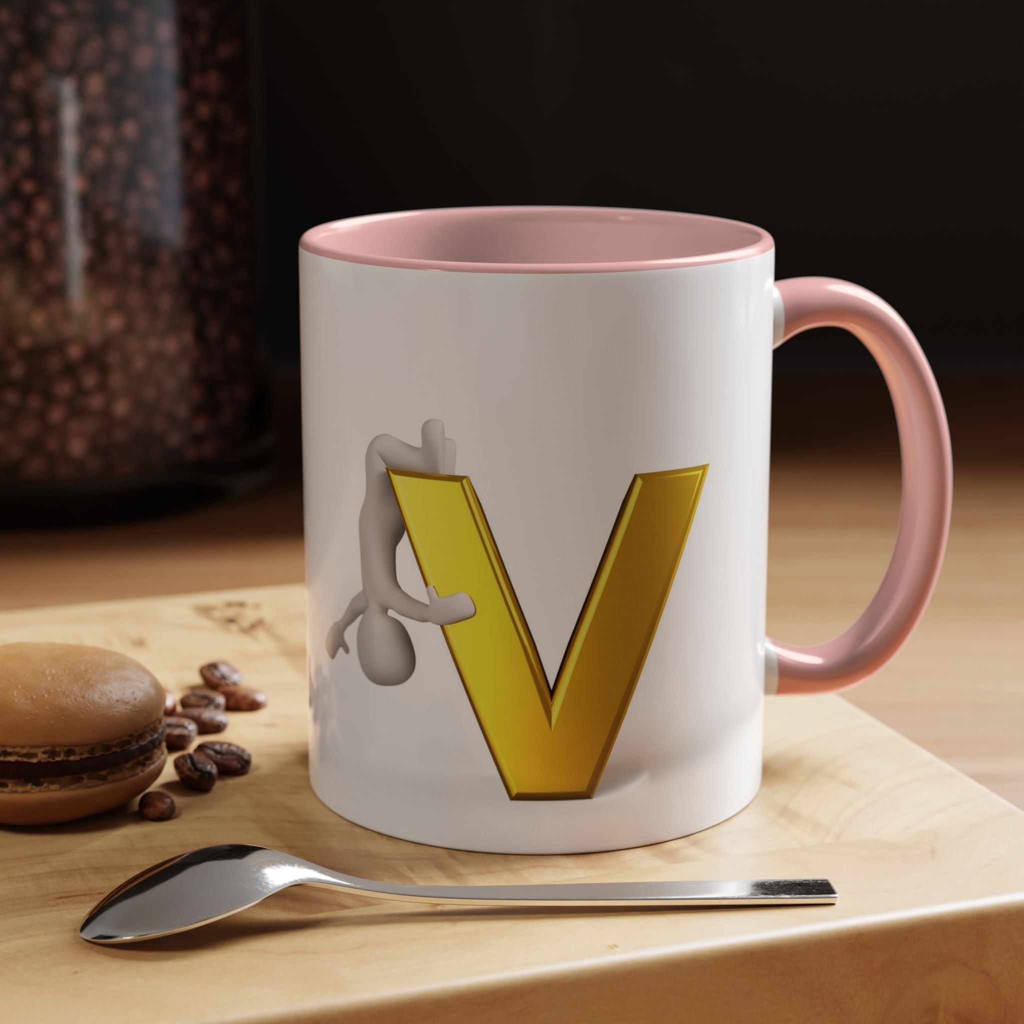 Gold Letter V with Figure Mug | Accent Coffee Mug