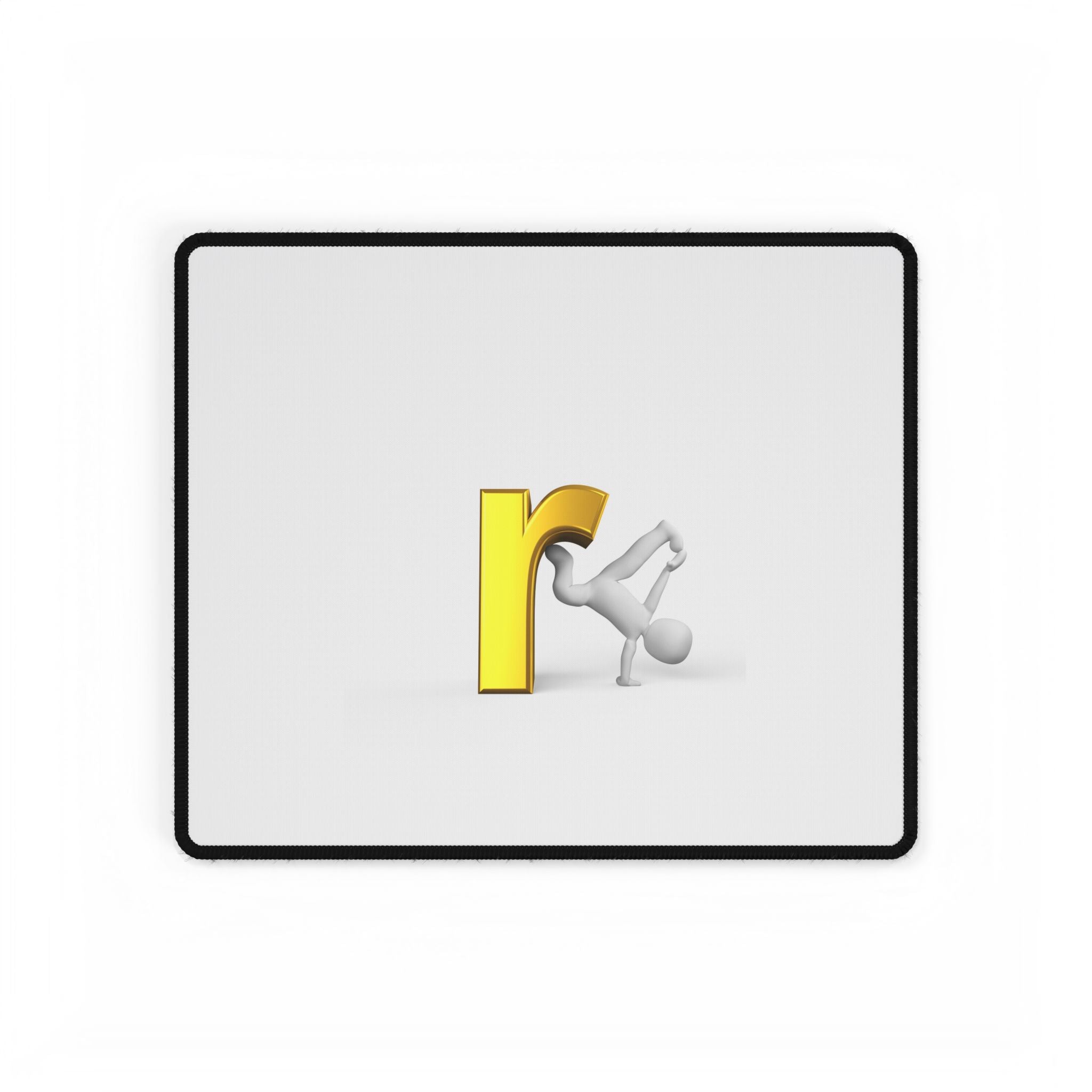 Gold Letter 'r' Breakdance Logo Desk Mat | Typography Mousepad