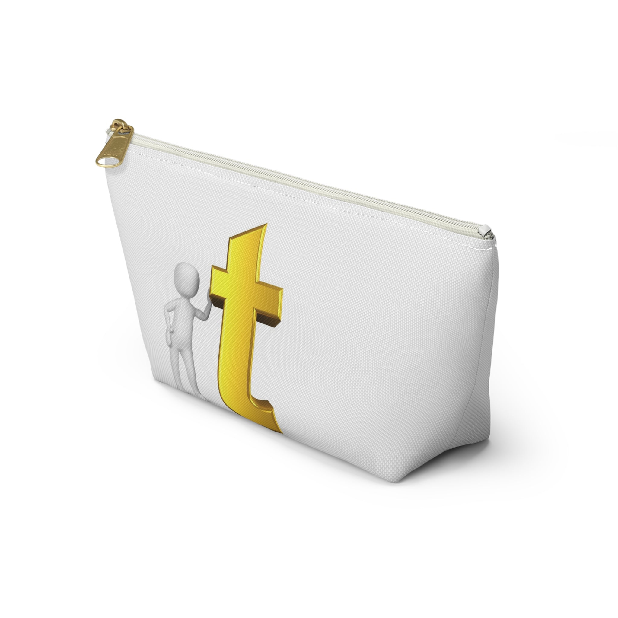 Gold Letter T Monogram Accessory Pouch | T-Bottom Makeup Bag