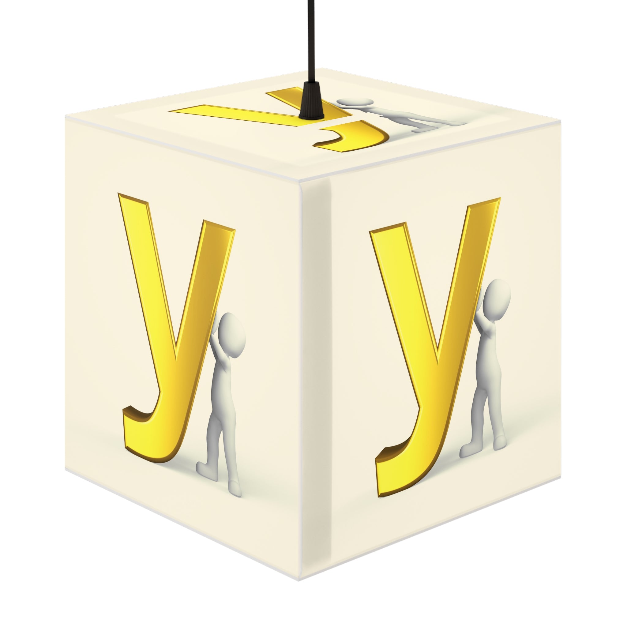 Gold Letter Y Light Cube Lamp | Alphabet Nursery Hanging Light