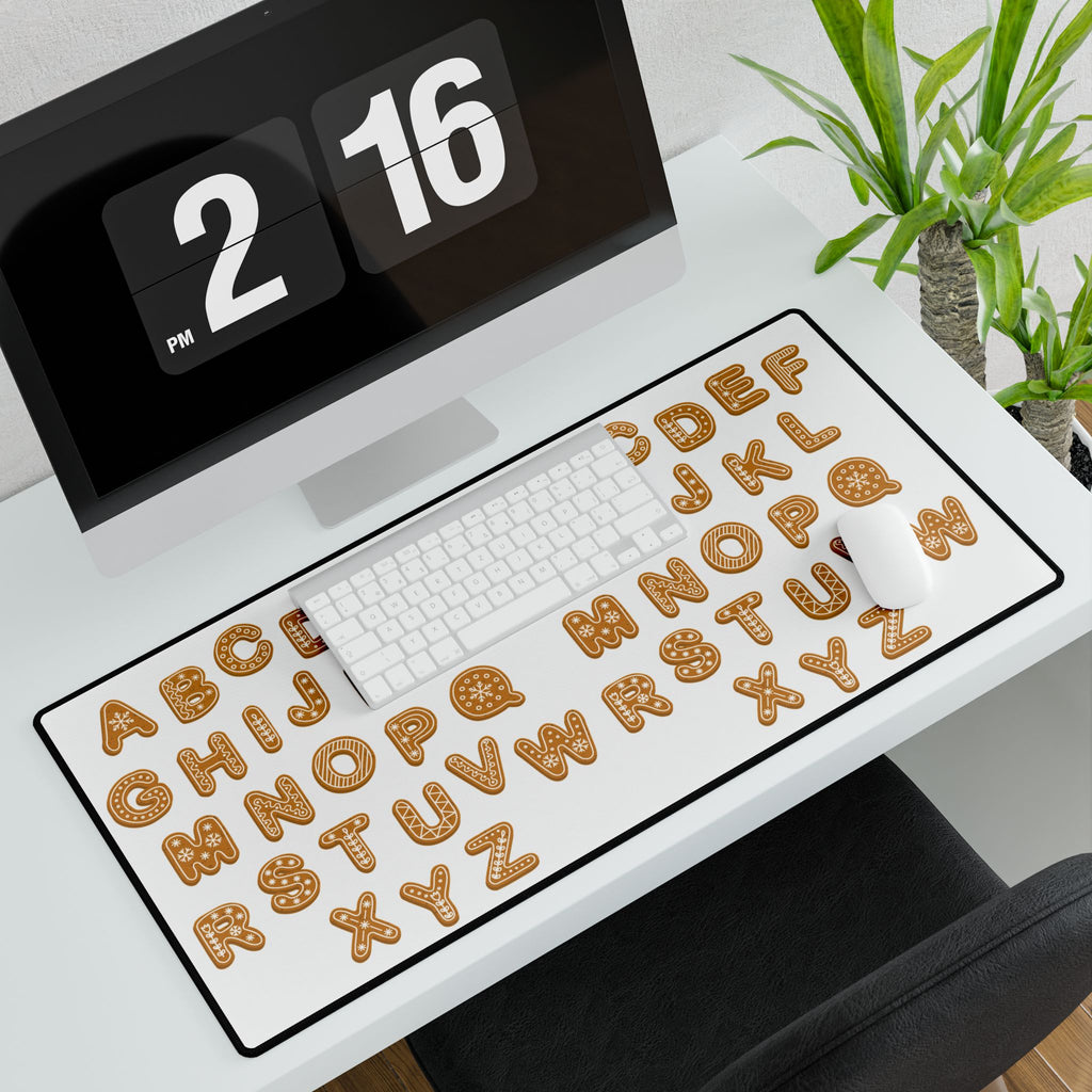 Gingerbread Cookie Alphabet Desk Mat | Cute Baking Letters Mouse Pad