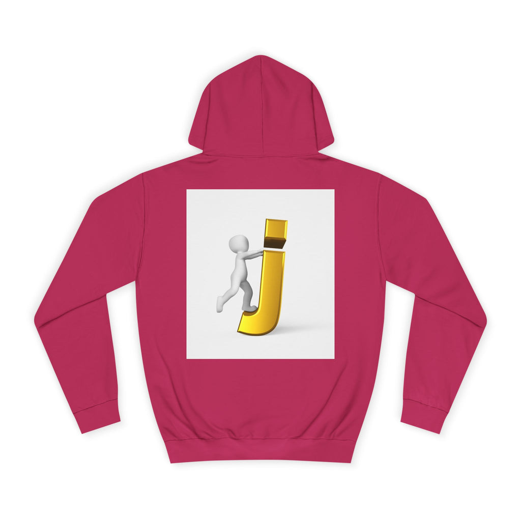 3D Stick Figure Riding Gold Letter J Hoodie | Initial Monogram Letter J