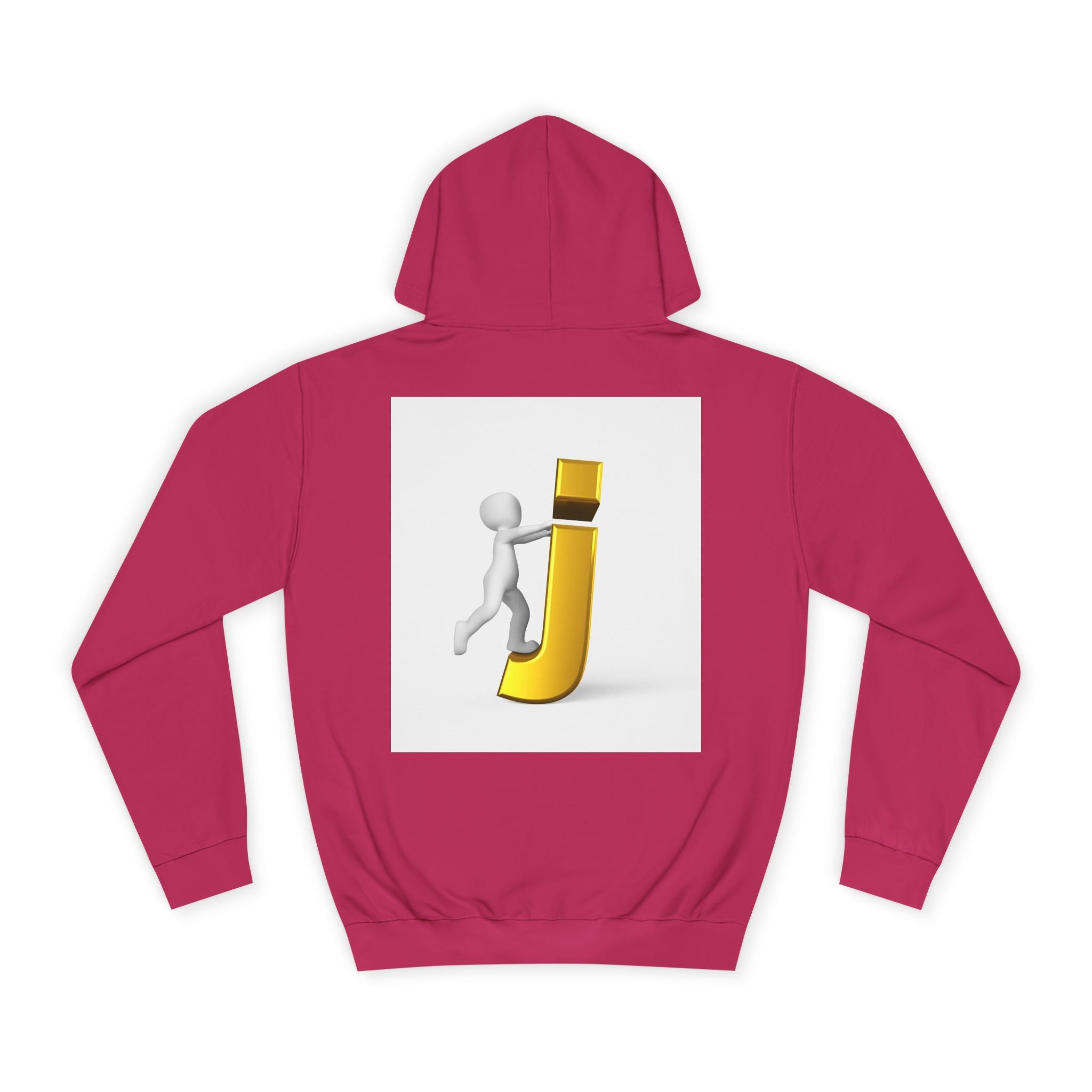 3D Stick Figure Riding Gold Letter J Hoodie | Initial Monogram Letter J