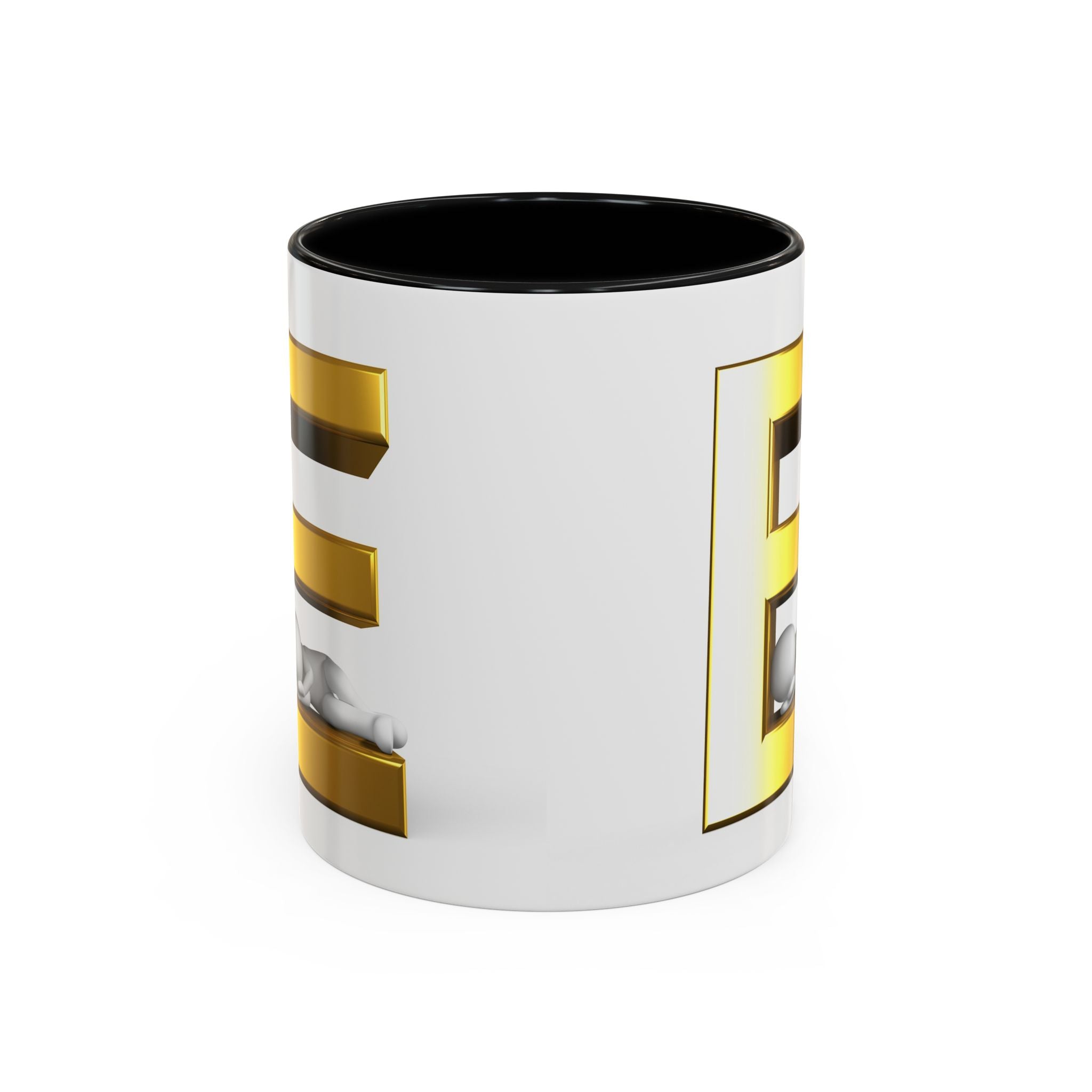Gold 3D Buchstaben E Tasse | Akzent-Kaffeetasse