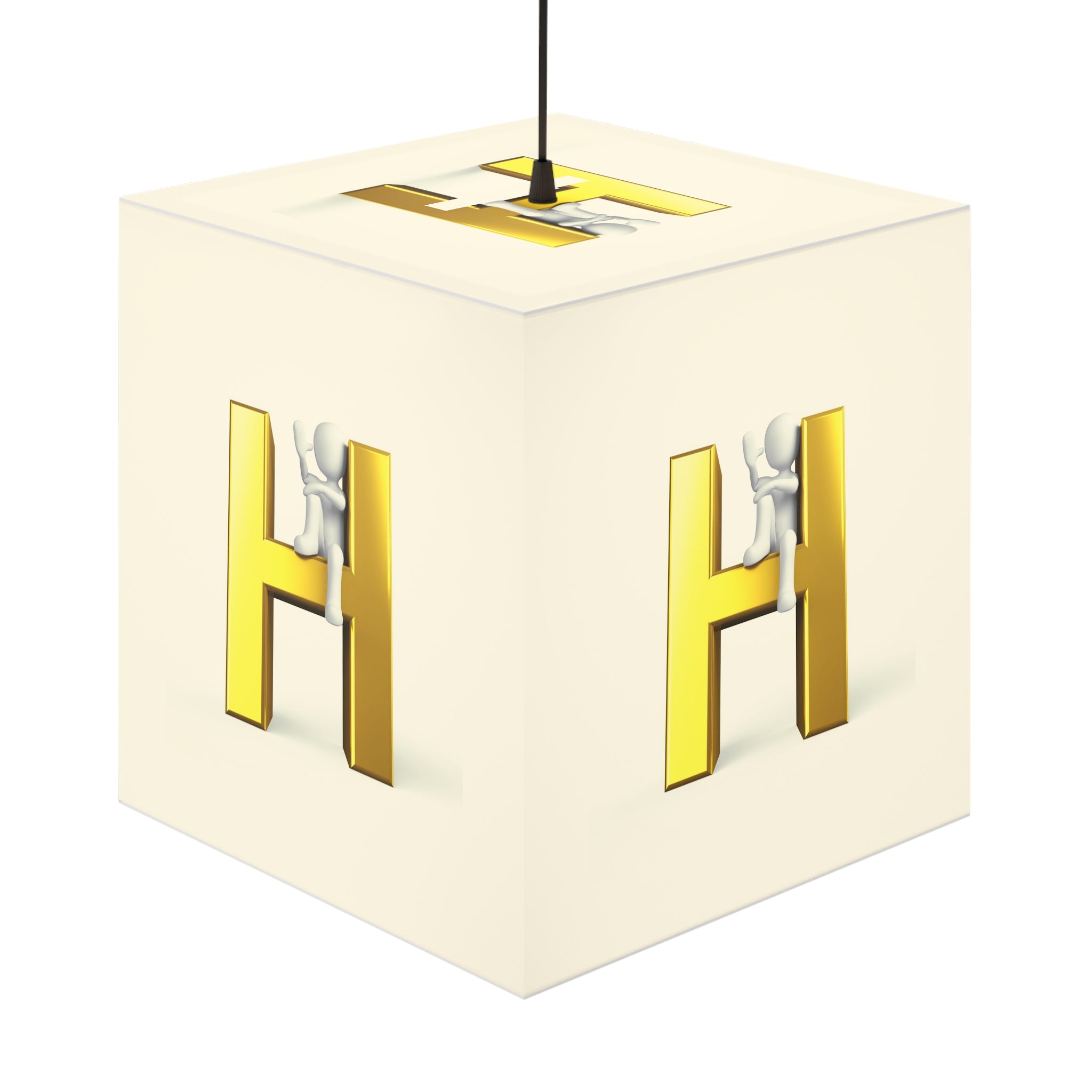 Gold Letter H Cube Lamp | Initial Light Cube Lamp