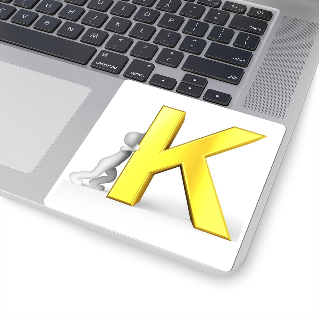 Yellow 3D Letter K Sticker | Kiss-Cut Letter K Decal