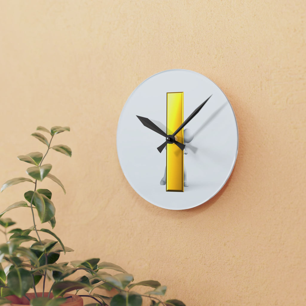 Minimal Gold Letter i Acrylic Wall Clock | Modern Geometric Decor