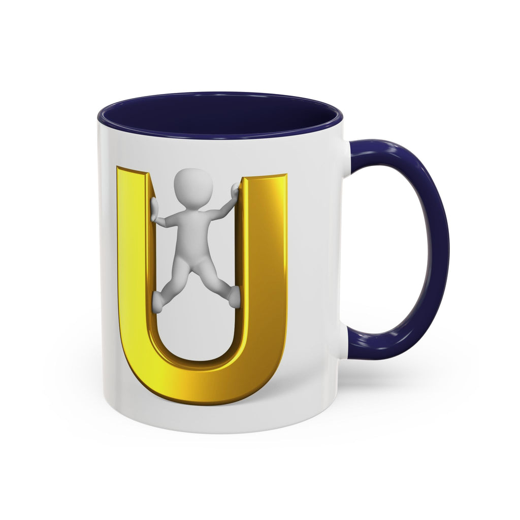Mug en 3D avec lettre U dorée | Tasse à café 325 ml ou 440 ml