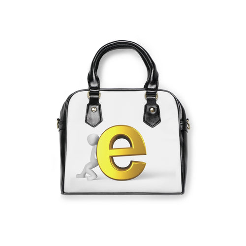 Sac à main épaule femme 3D, motif monogramme lettre e, couleur or