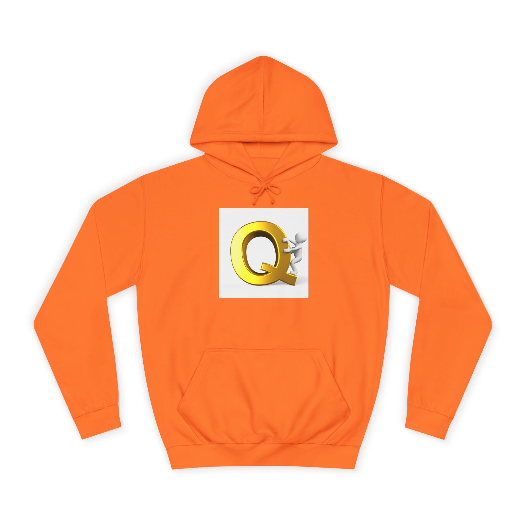 Golden Q Letter Hoodie | 3D Character Climbing Initial Sweatshirt