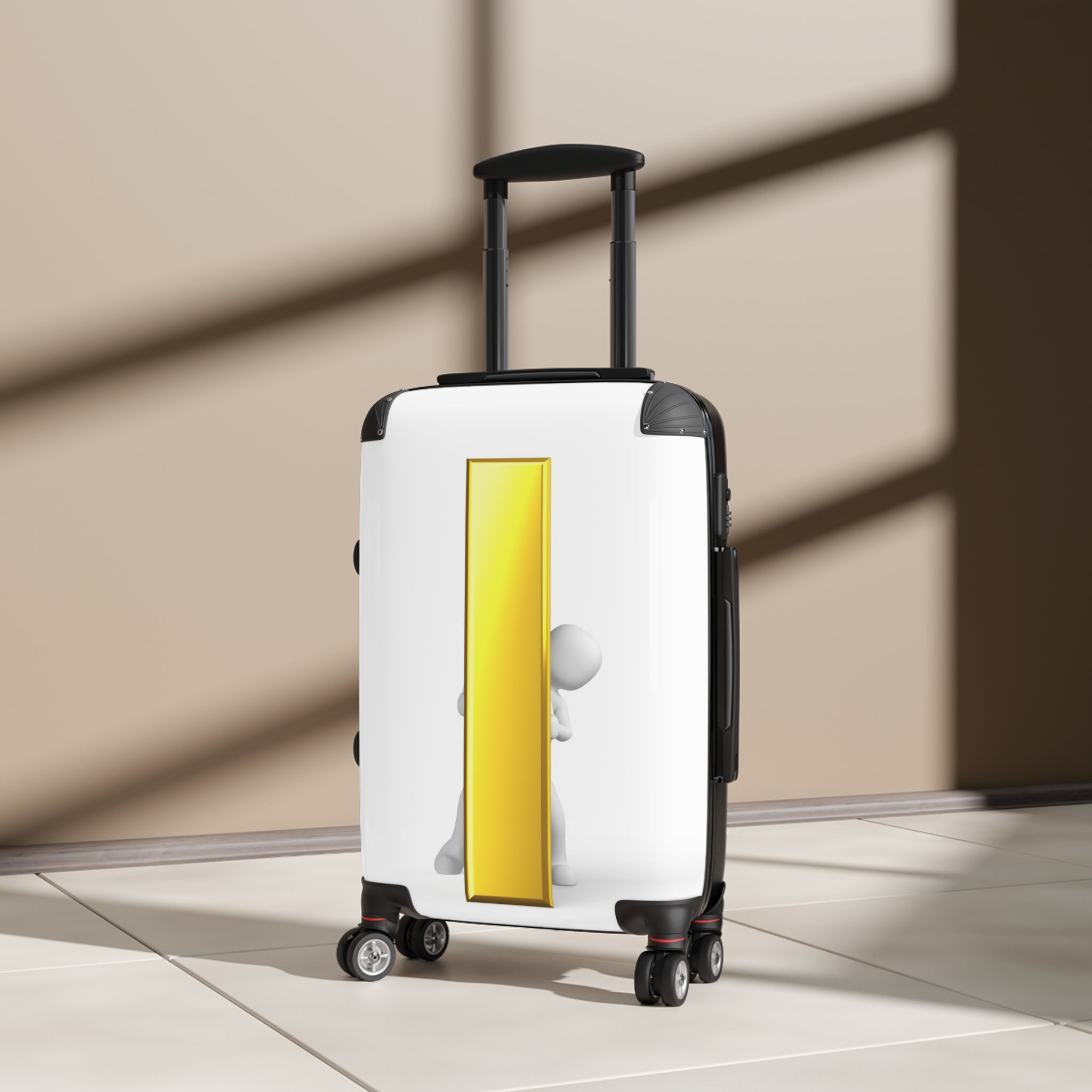 3D Character with Gold Letter i Suitcase | Rolling Luggage