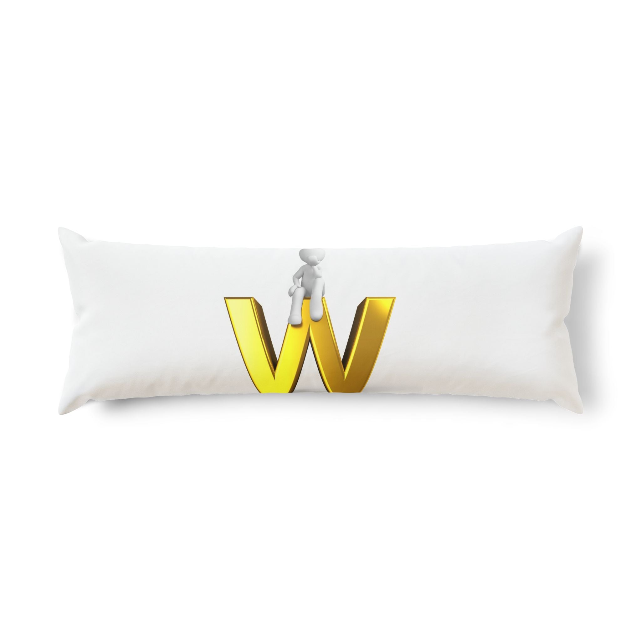 Gold Letter W with Figure Body Pillow | Monogram Initial Pillow