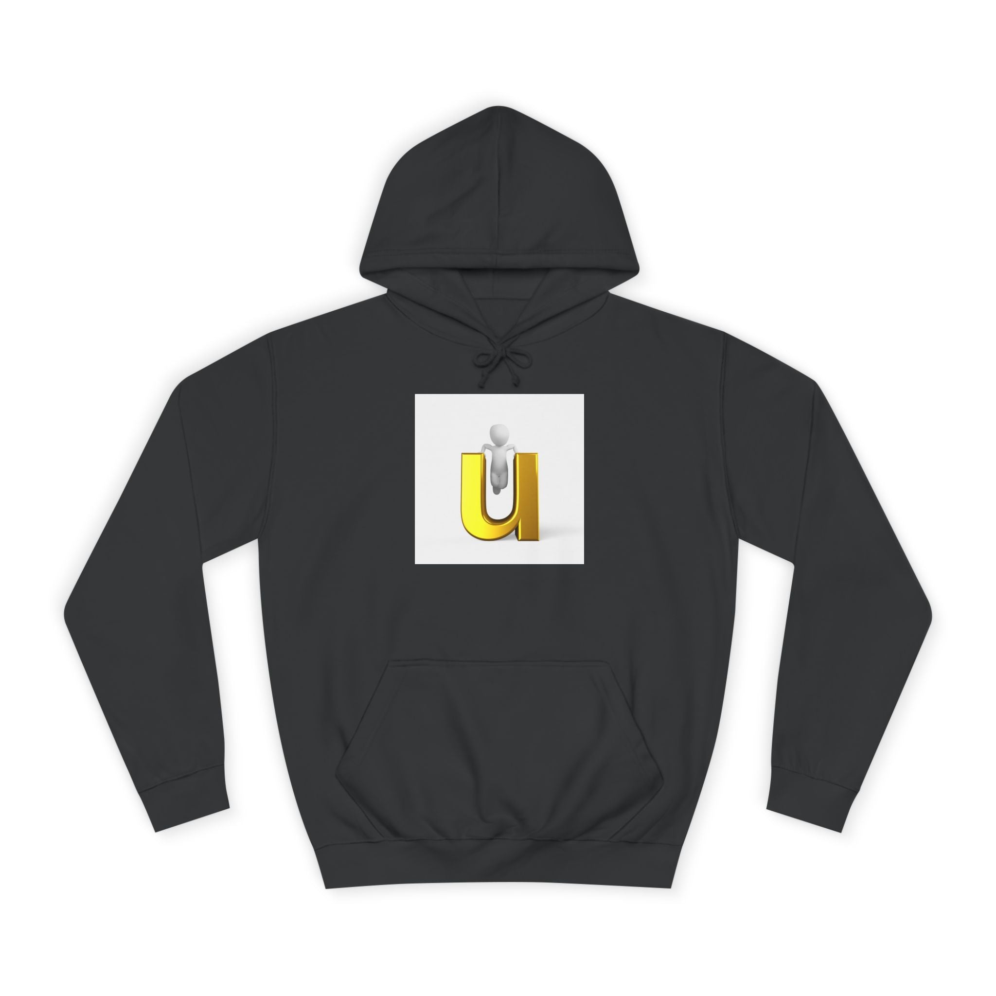 Sweat à capuche lettre U dorée en 3D | Sweat-shirt initial minimaliste