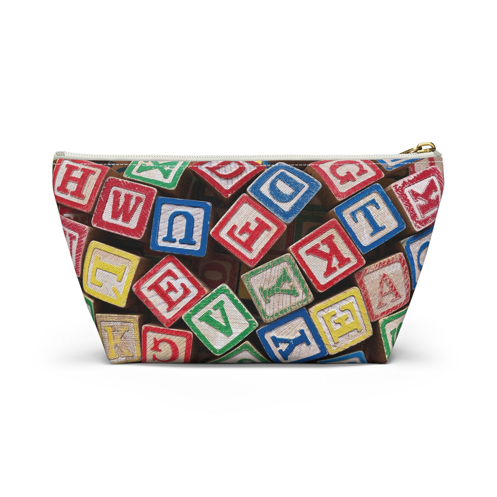Scattered Wooden Alphabet Blocks Accessory Pouch