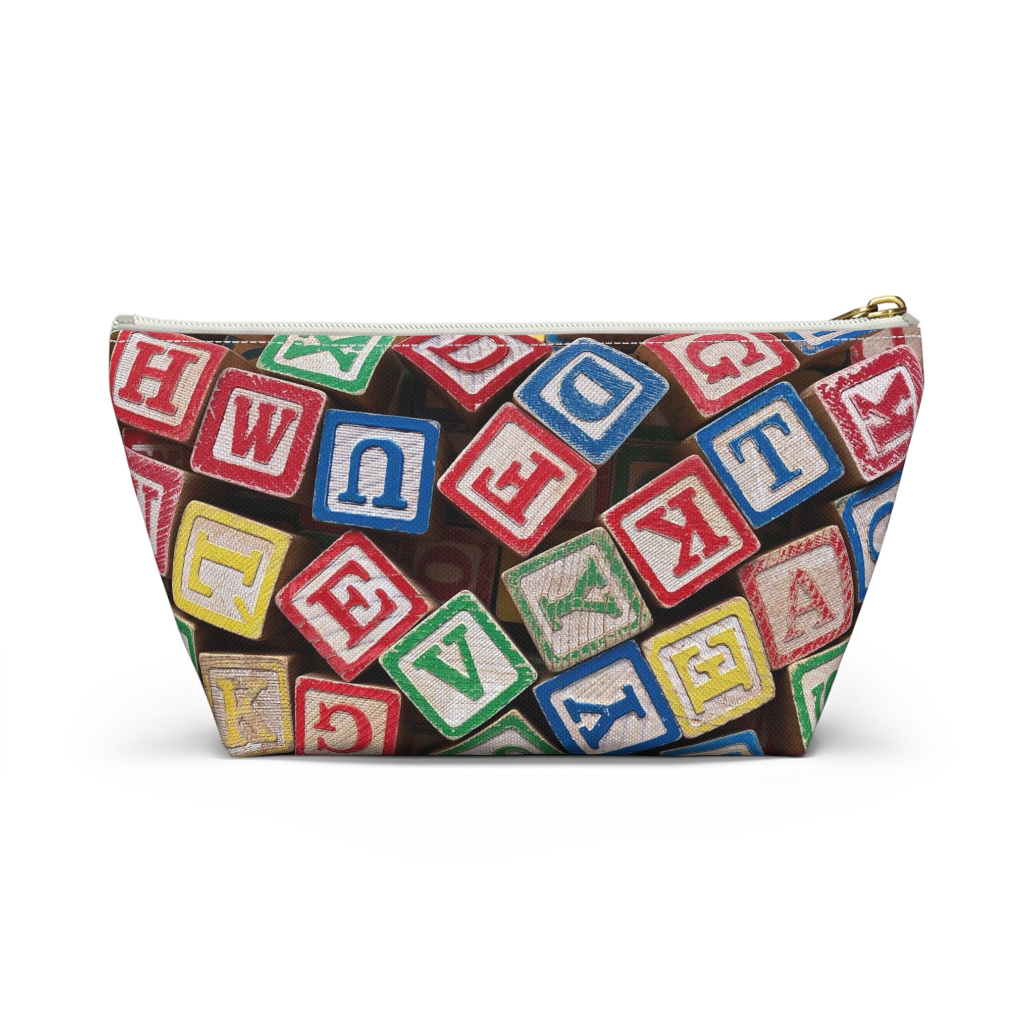 Scattered Wooden Alphabet Blocks Accessory Pouch