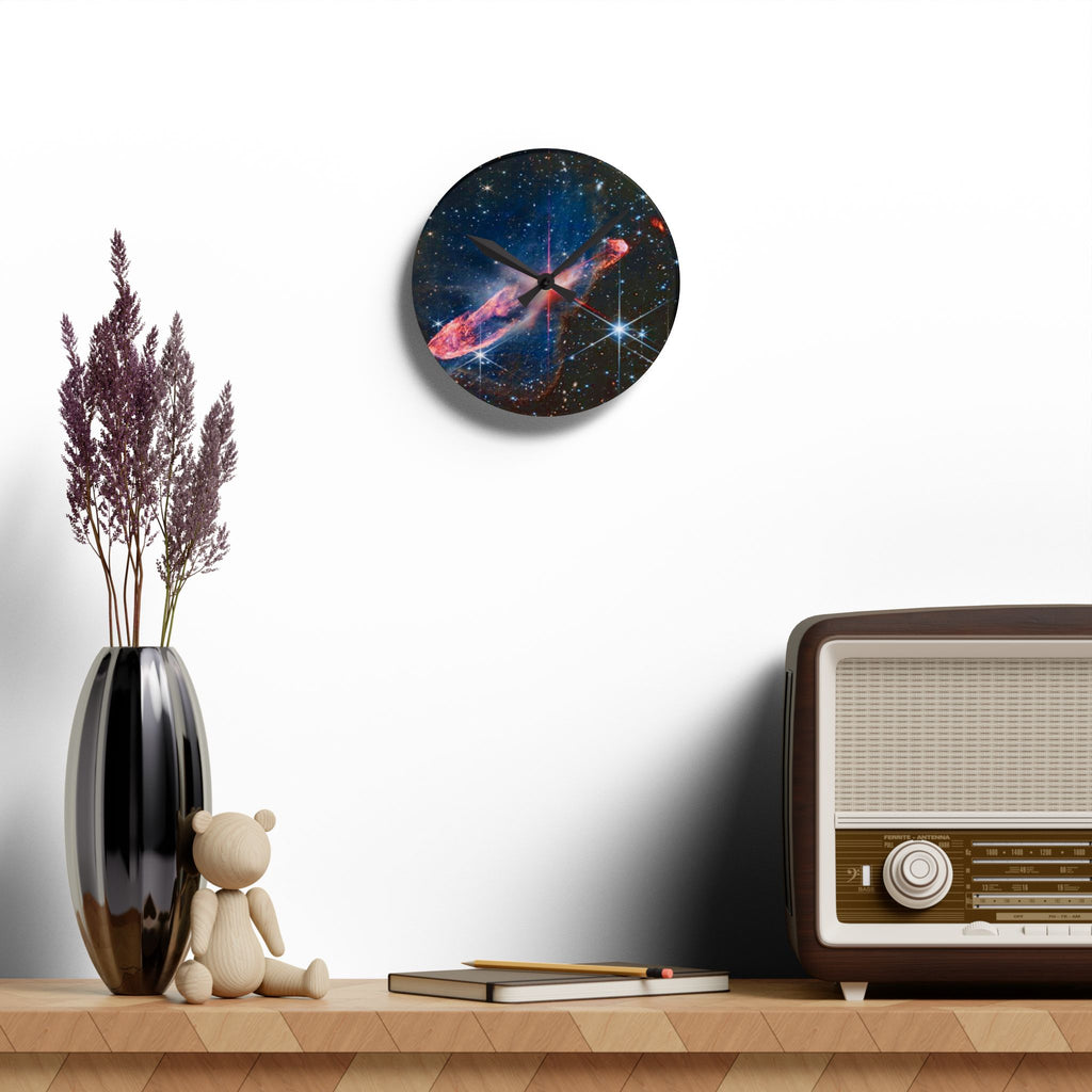 Galaxy Nebula Space Art Acrylic Wall Clock | Cosmic Starburst Decor