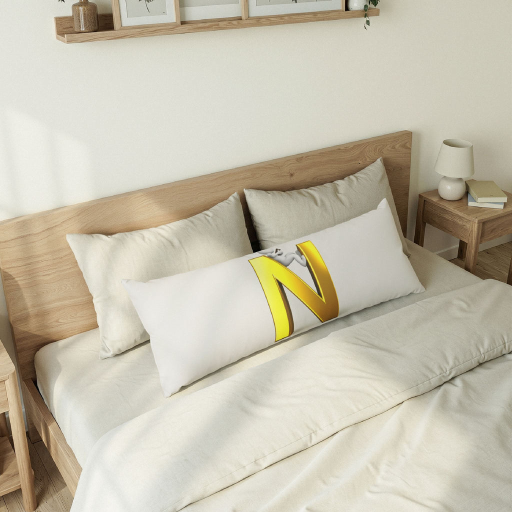 Gold Letter N monogram Body Pillow | Initial pillow, alphabet decorative