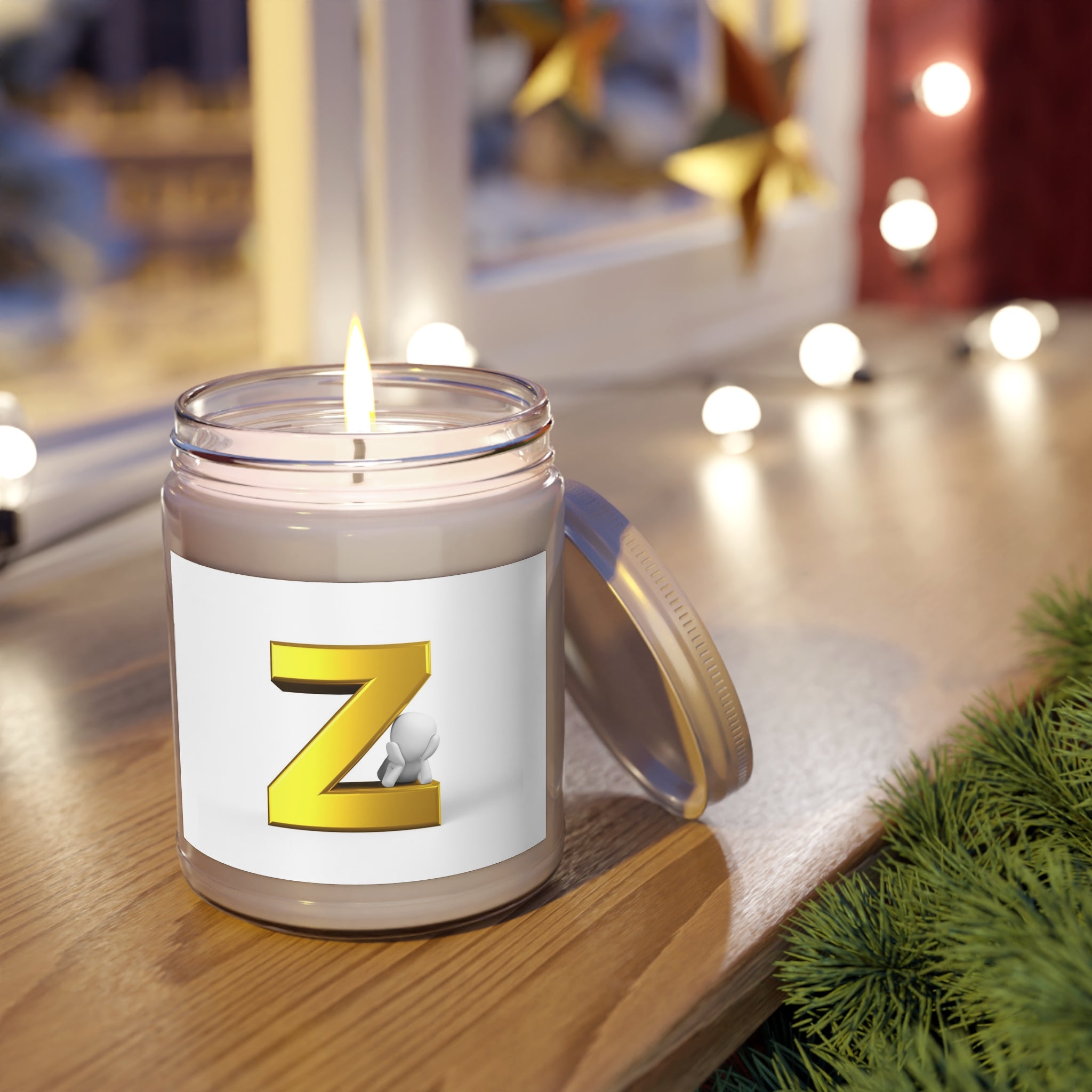 Gold Letter Z Initial Candle 9oz Soy Candle | White Lid