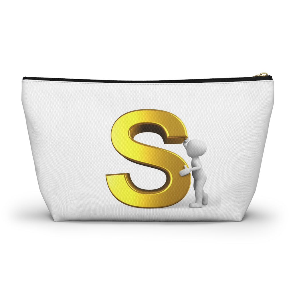 Gold Letter S Monogram Accessory Pouch