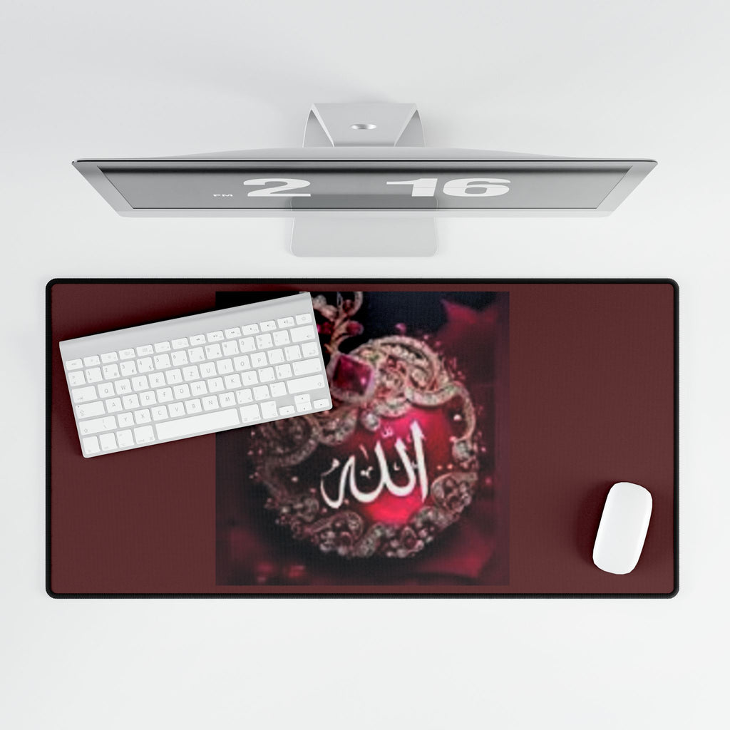 Arabic Calligraphy Allah Desk Mat | Red Jewel Islamic Prayer Mat