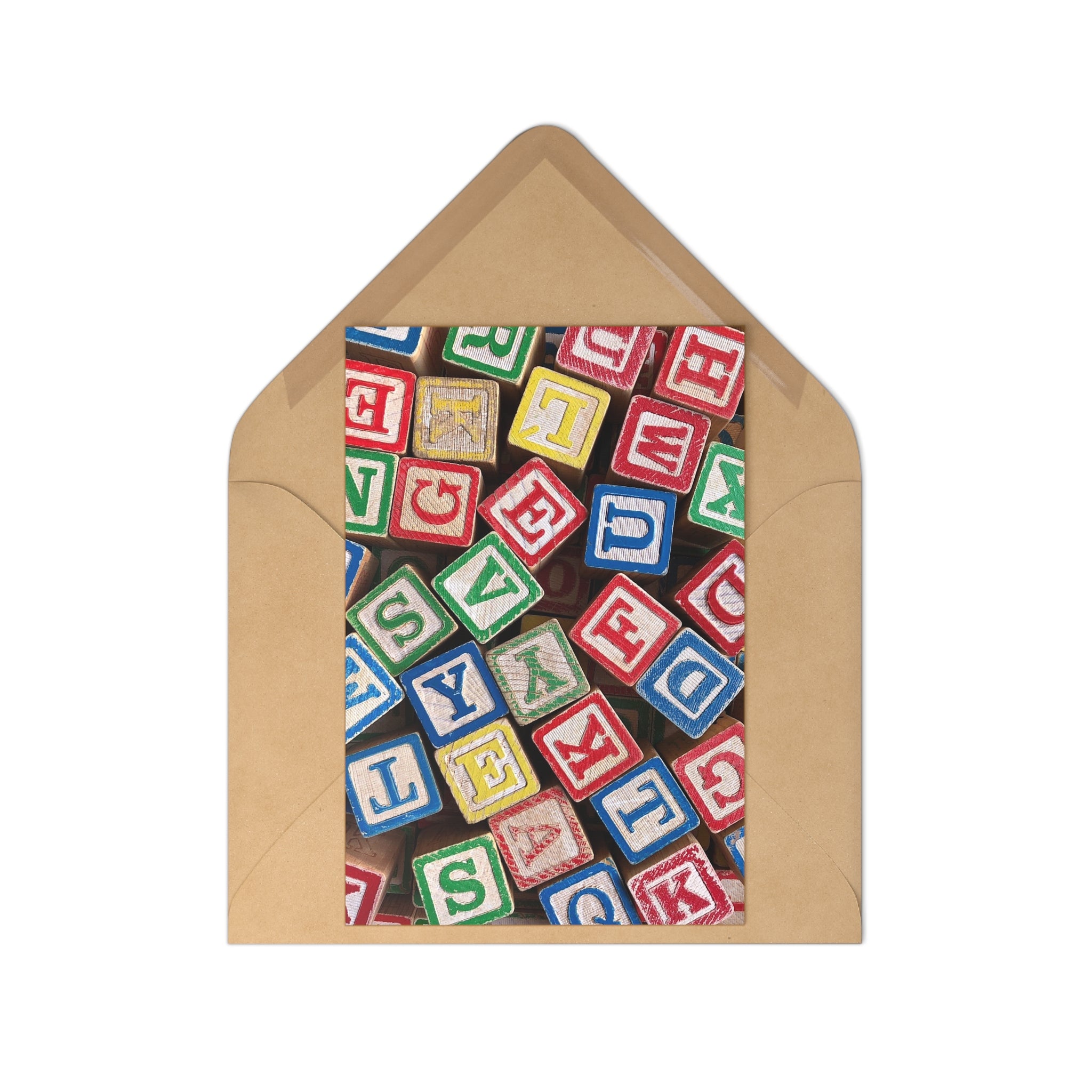 Alphabet Blocks Postcards | 7 pcs, Vintage Wood Letter Blocks