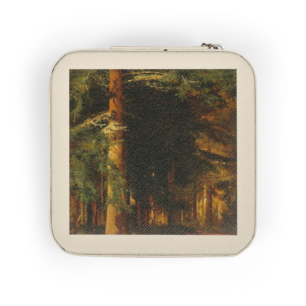 Forest Oil Painting Jewelry Travel Case | Compact Square Jewelry Box