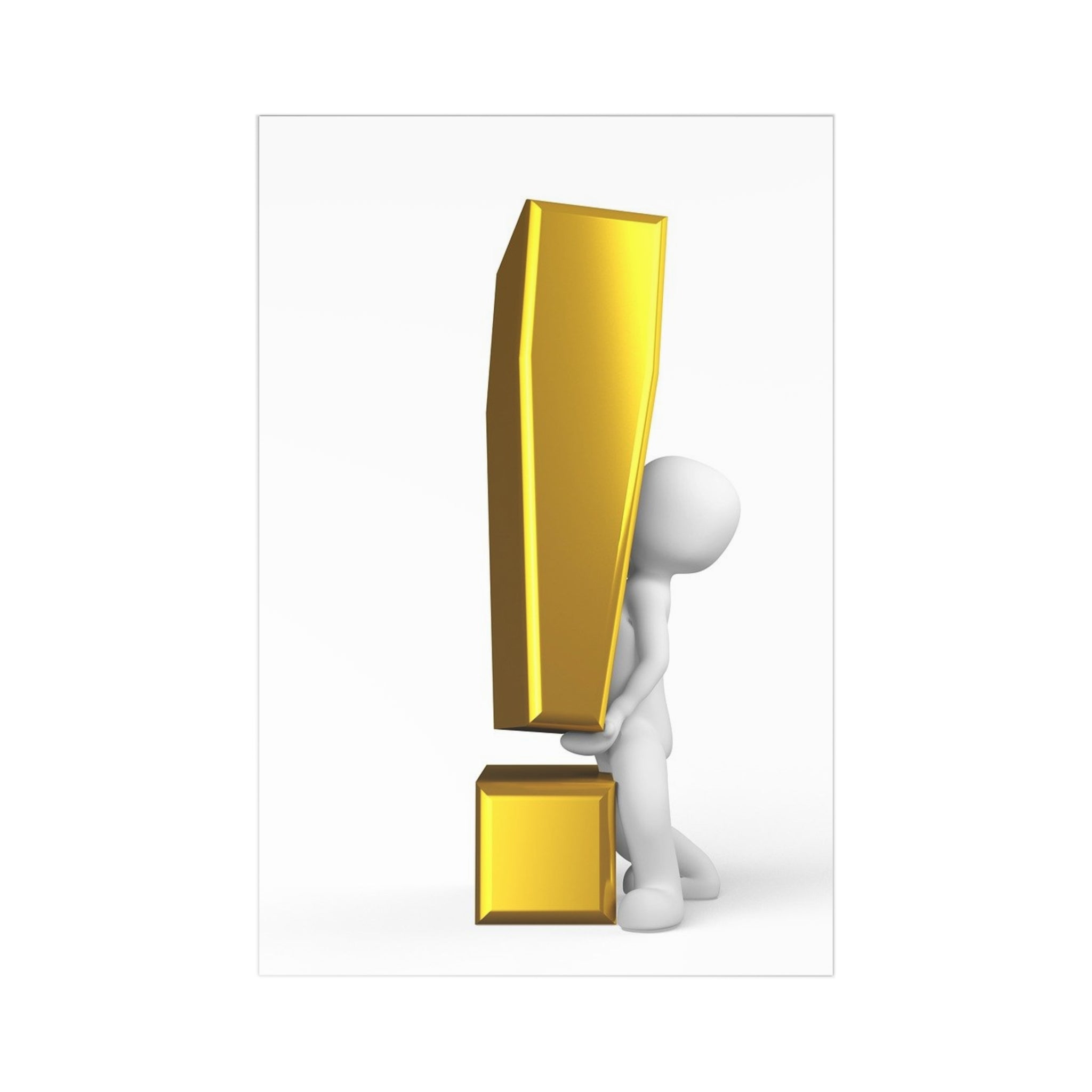 3D Person with Gold Exclamation Mark Postcards | 7 pcs