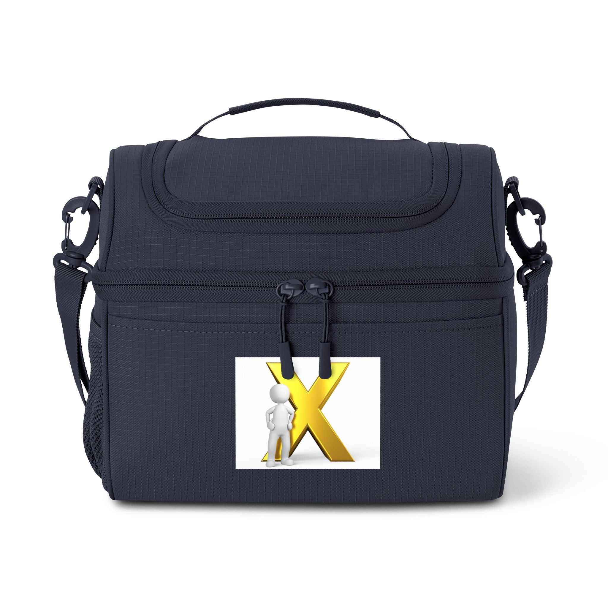 Gold X Letter Logo Cooler Bag | Monogram Initial Lunch Tote
