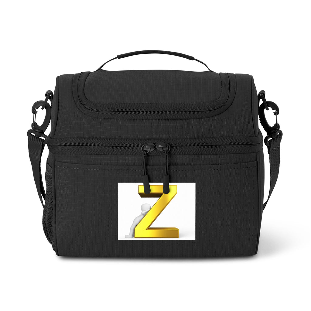 Gold Letter Z Cooler Bag | Monogram Initial Lunch Cooler, Insulated Portable Cooler