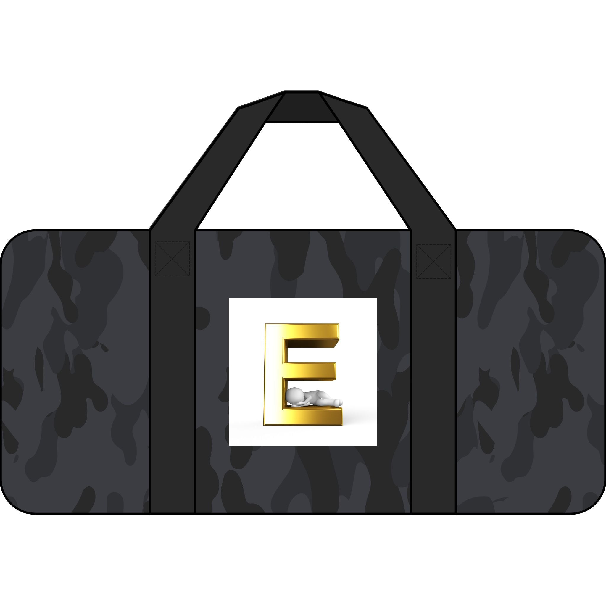 Gold Monogram E Initial Duffel Bag | Checkered or Camo Strap Options