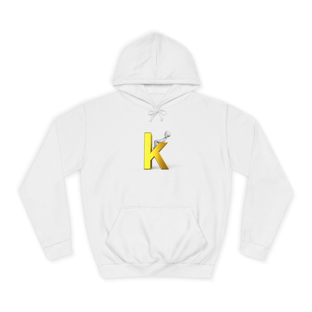 Gold 3D Letter K Hoodie | Monogram Initial K Sweatshirt