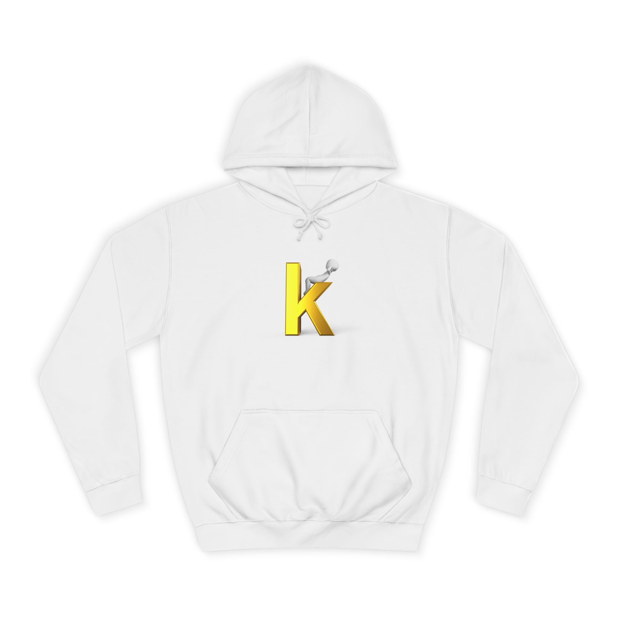 Gold 3D Letter K Hoodie | Monogram Initial K Sweatshirt