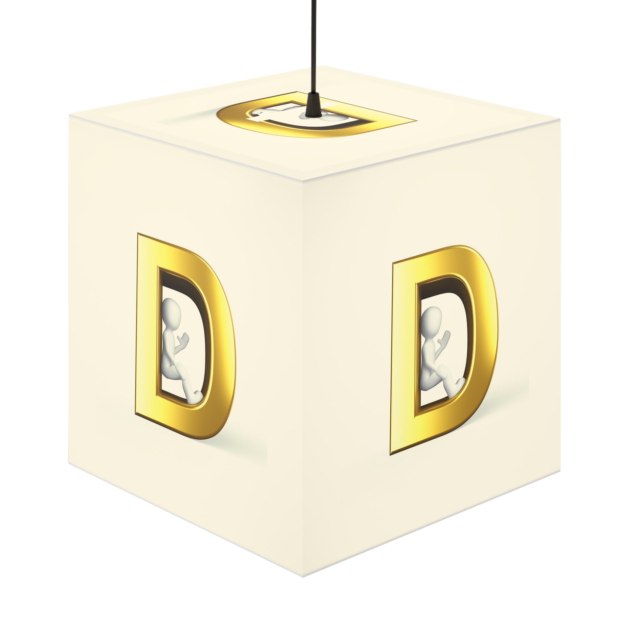 Golden Letter D Light Cube Lamp | Monogram Initial Table Lamp
