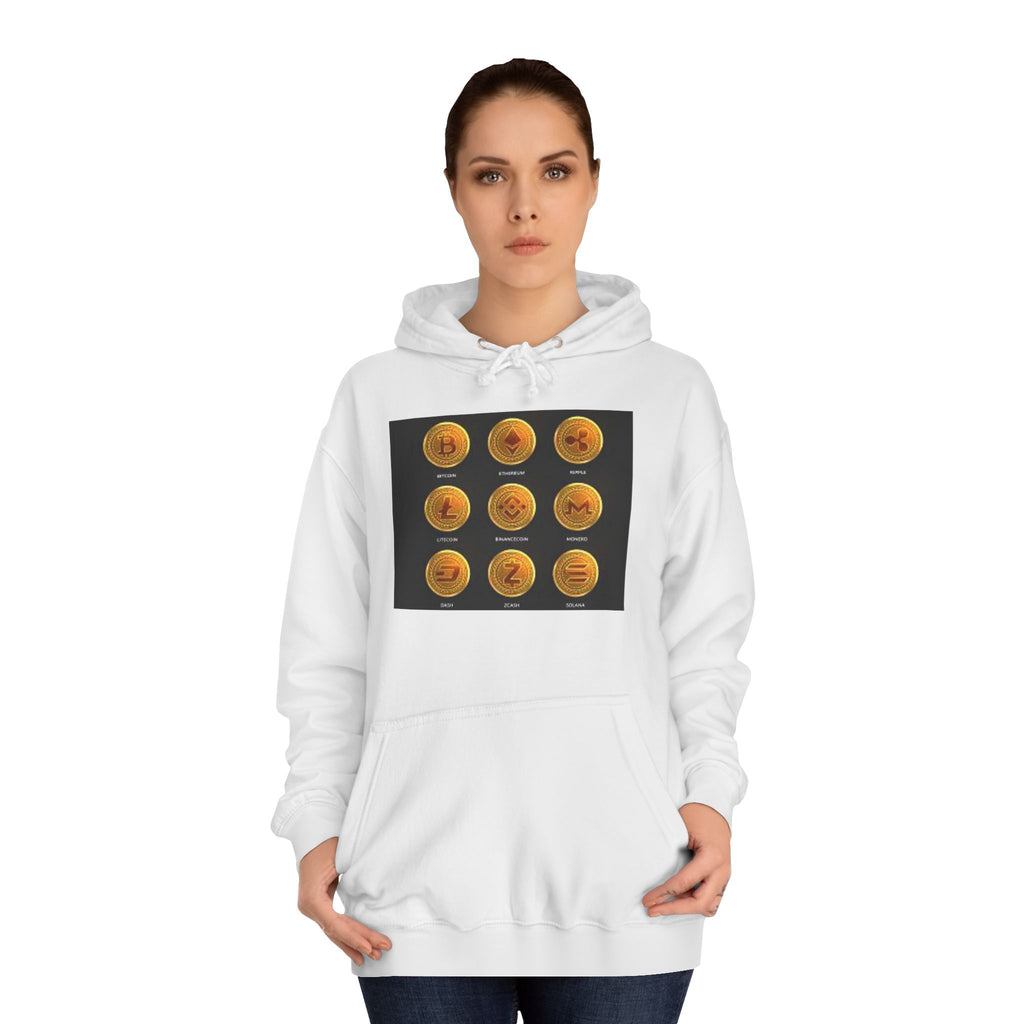 Crypto Coin Icons Hoodie | Bitcoin Ethereum Litecoin Ripple Doge Zcash Monero