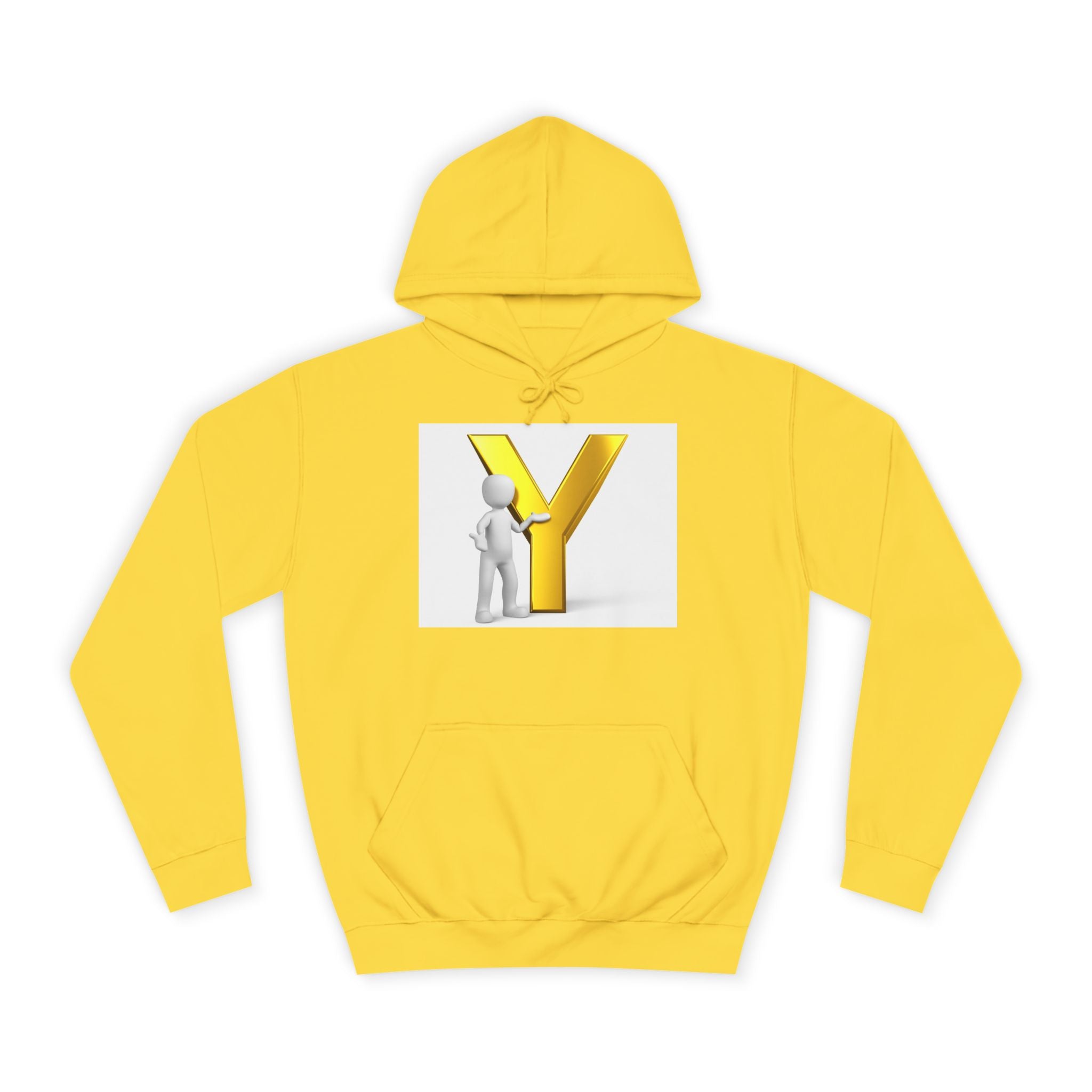 Sweat à capuche lettre Y en or 3D avec figurine | Monogramme initial