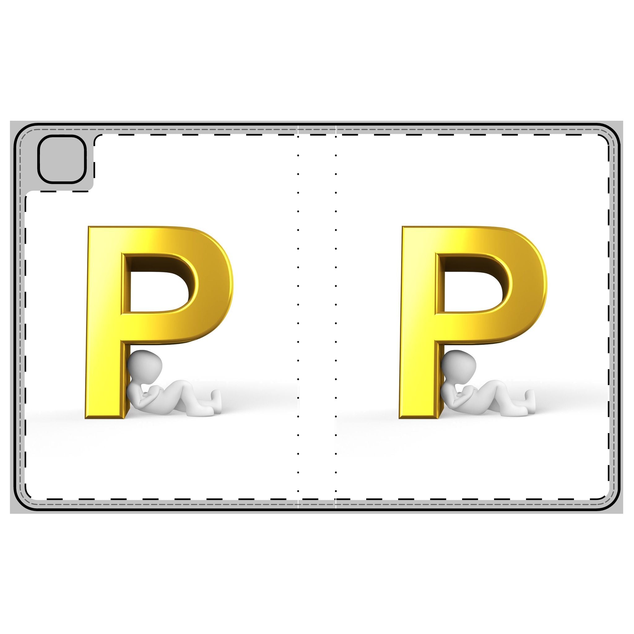 Étui Folio pour Tablette Monogramme Lettre P Or | Motif Alphabet Initial P