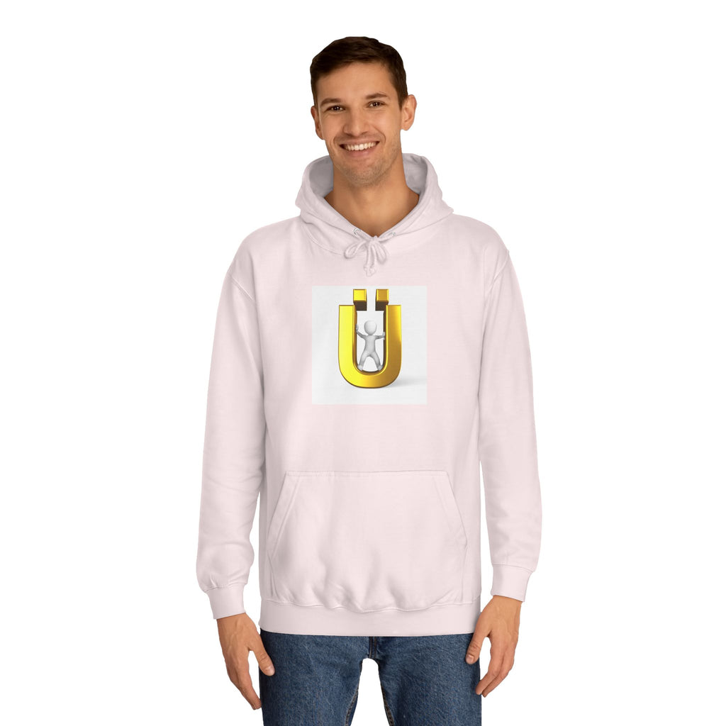 Gold Ü Letter Logo Hoodie | 3D Person Initial U Sweatshirt