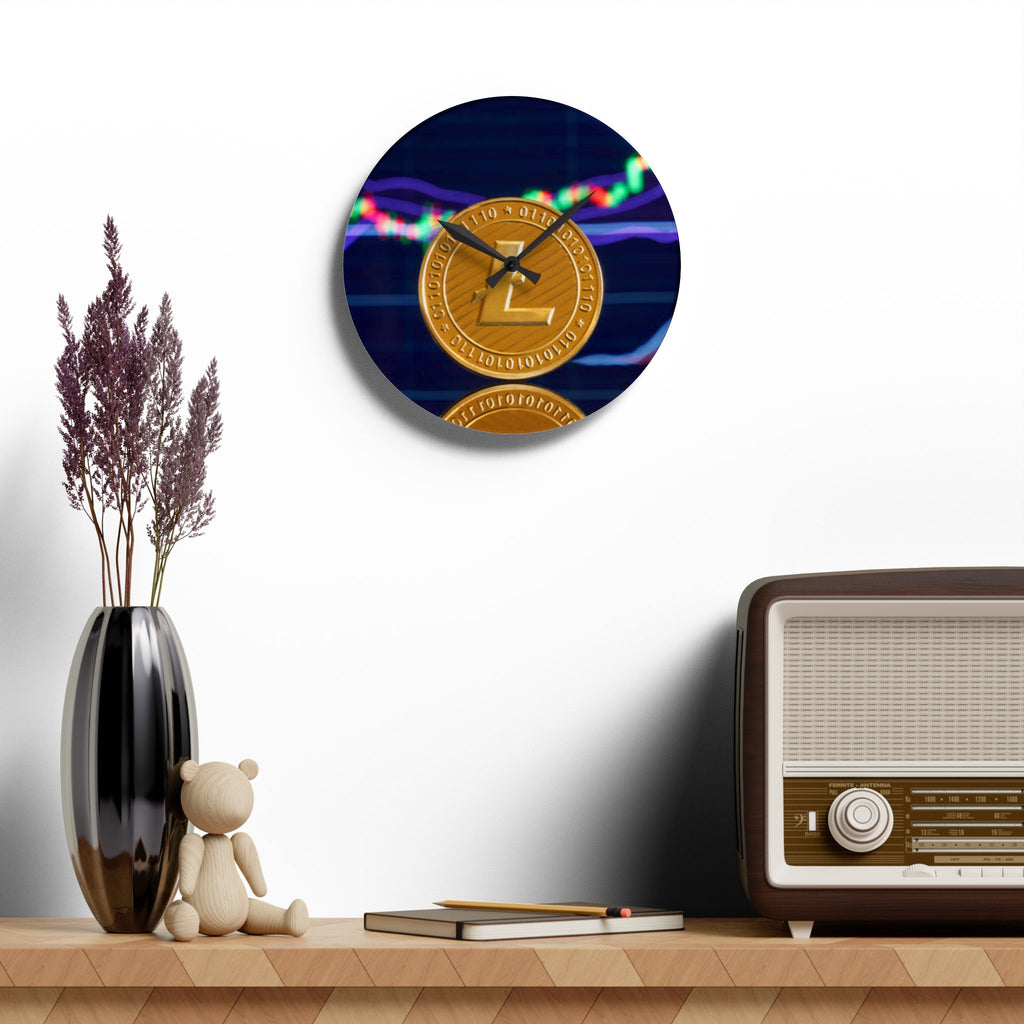 Litecoin Coin Crypto Wall Clock | Acrylic
