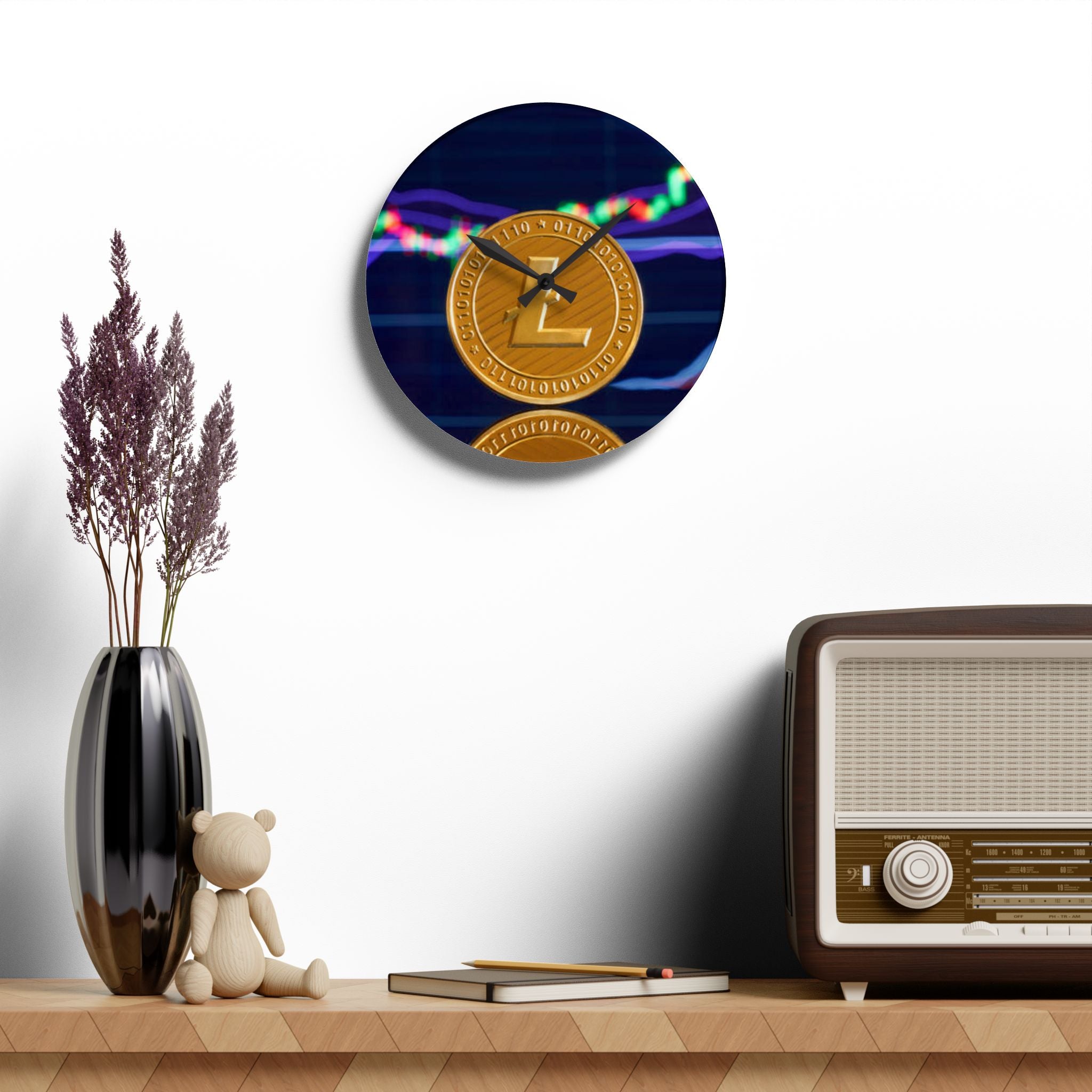 Litecoin Coin Crypto Wall Clock | Acrylic
