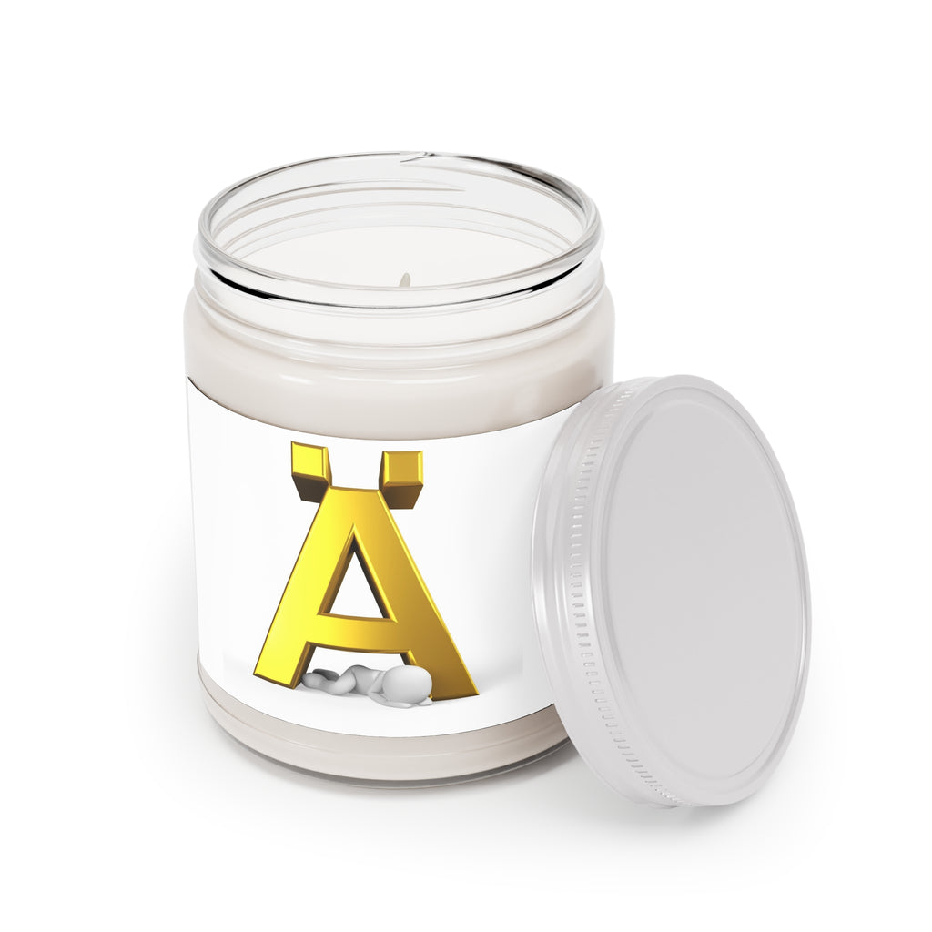 Golden Letter Ä Candle | 9oz Soy Candle with White Lid